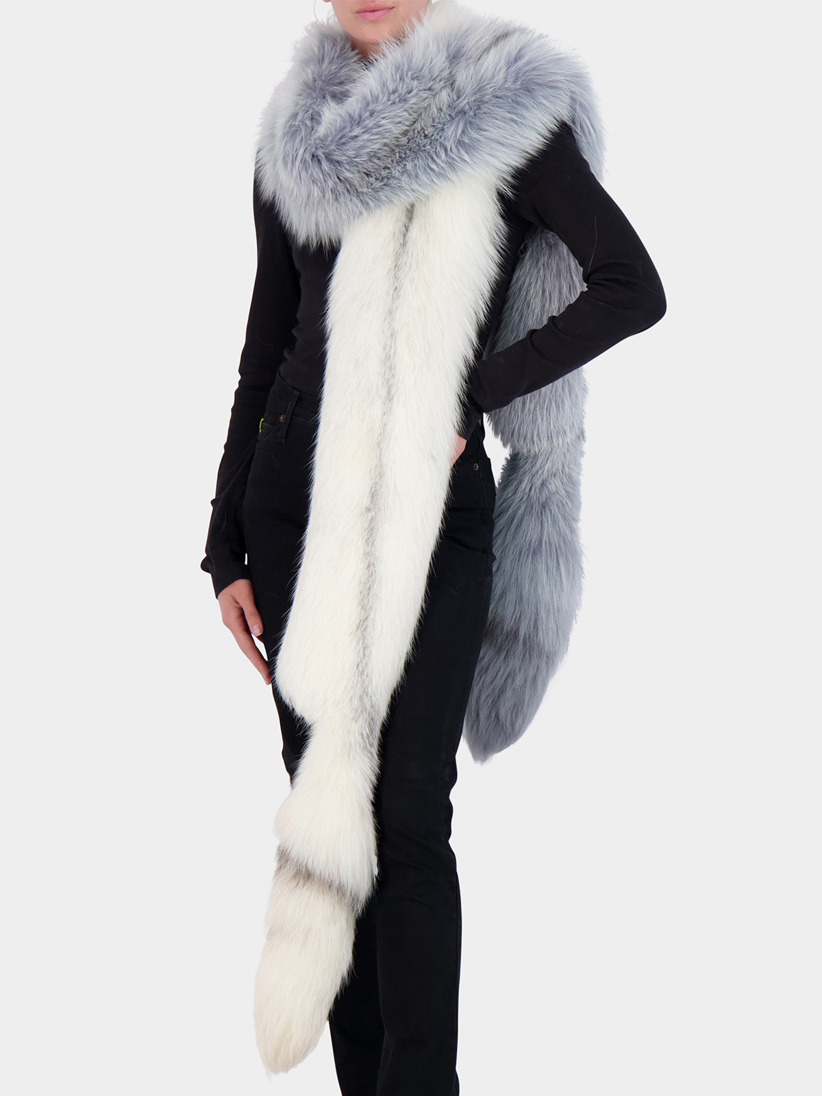 Woman's Arctic Marble Frost Fox Fur Long Stole