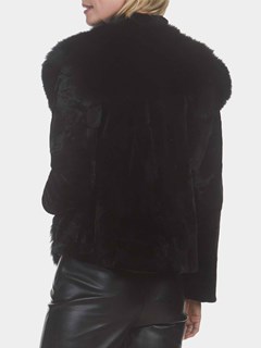 Woman's Black Sheared Mink and Fox Fur Jacket