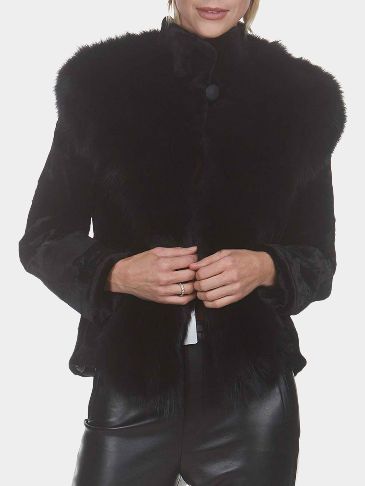 Woman's Black Sheared Mink and Fox Fur Jacket