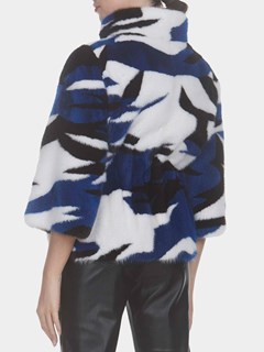 Woman's Gorski Blue Camo Mink Fur Jacket