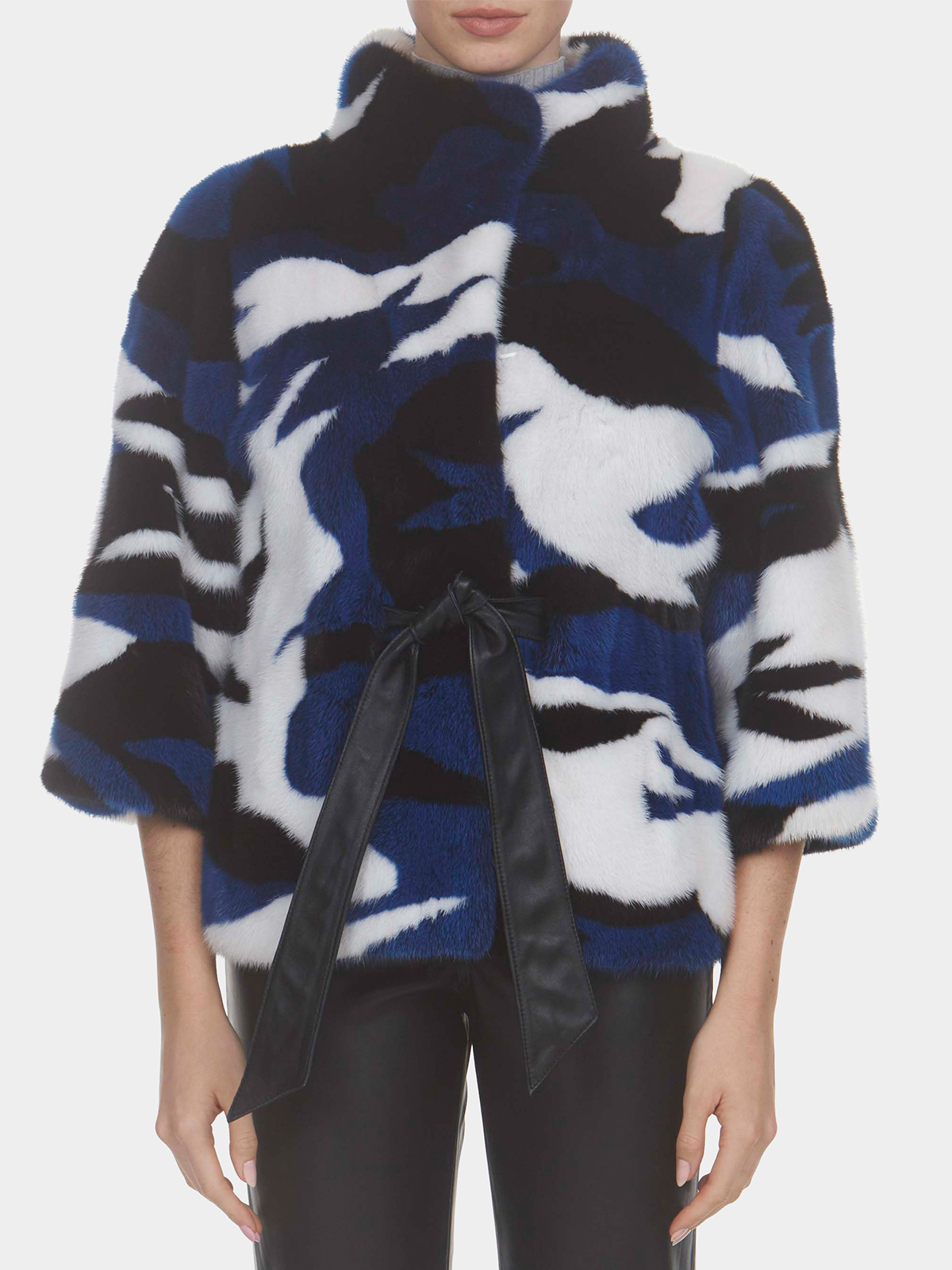 Woman's Gorski Blue Camo Mink Fur Jacket