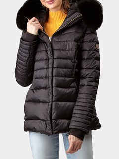 Woman's Black Apres-Ski Fabric Parka