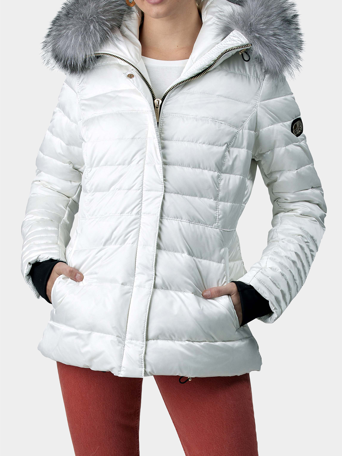 Woman's Gorski White Apres-Ski Fabric Parka