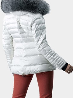 Woman's Gorski White Apres-Ski Fabric Parka