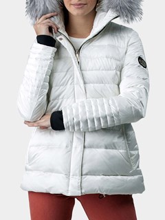 Woman's Gorski White Apres-Ski Fabric Parka