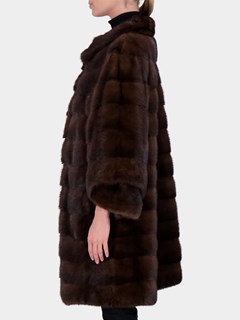 Woman's Light Brown Horizontal Mink Fur Stroller