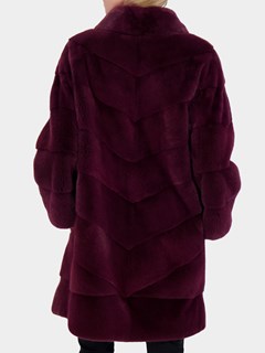 Woman's Burgundy Diagonal Mink Fur Stroller