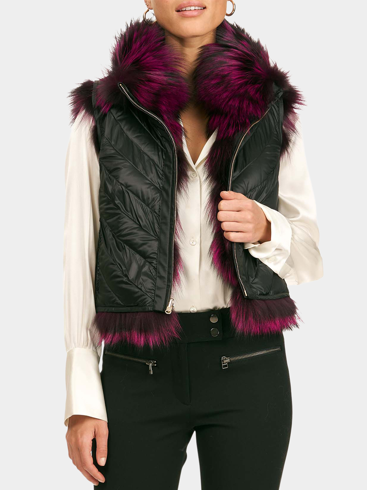 Chevron Fox Fur Jacket – GIA.VS