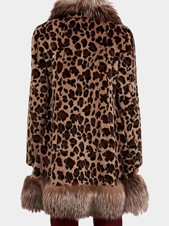 Woman's Gorski Brown Animal Print Mink Fur Stroller