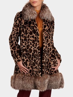 Woman's Gorski Brown Animal Print Mink Fur Stroller