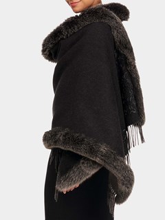 Woman's Black and Grey Double Face Cashmere Stole