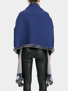Woman's Blue and Grey Double Face Cashmere Stole