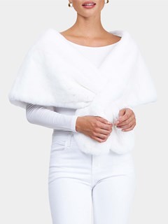 Woman's Bleached White Rex Rabbit Fur Stole