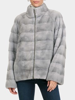 Woman's Gorski Sapphire Horizontal Mink Fur Jacket