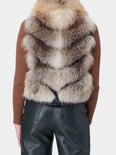 Woman's Gorski Golden Island Fox Fur Chevron Punched Vest