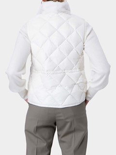 Woman's Gorski White Mink Fur Diamond Pattern Vest