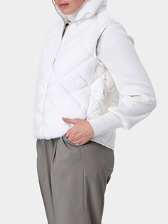 Woman's Gorski White Mink Fur Diamond Pattern Vest