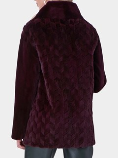 Woman's Gorski Burgundy Sheared Mink Fur Jacket / Reversible