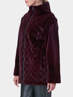 Woman's Gorski Burgundy Sheared Mink Fur Jacket / Reversible