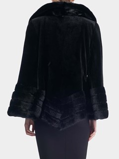 Woman's Gorski Black Sheared Mink Fur Jacket