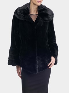 Woman's Gorski Black Sheared Mink Fur Jacket