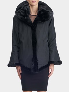 Woman's Gorski Black Sheared Mink Fur Jacket