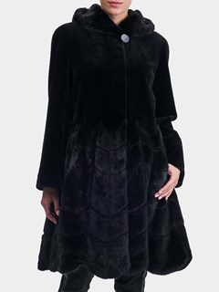 Woman's Gorski Black Sheared Mink Fur Short Coat