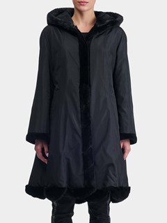 Woman's Gorski Black Sheared Mink Fur Short Coat