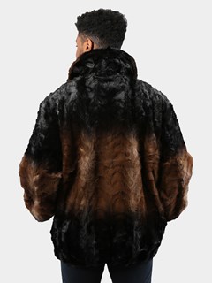 Man's Brown and Black Degradé Mink Fur Jacket