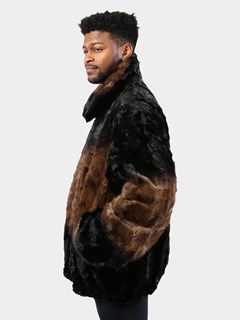 Man's Brown and Black Degradé Mink Fur Jacket
