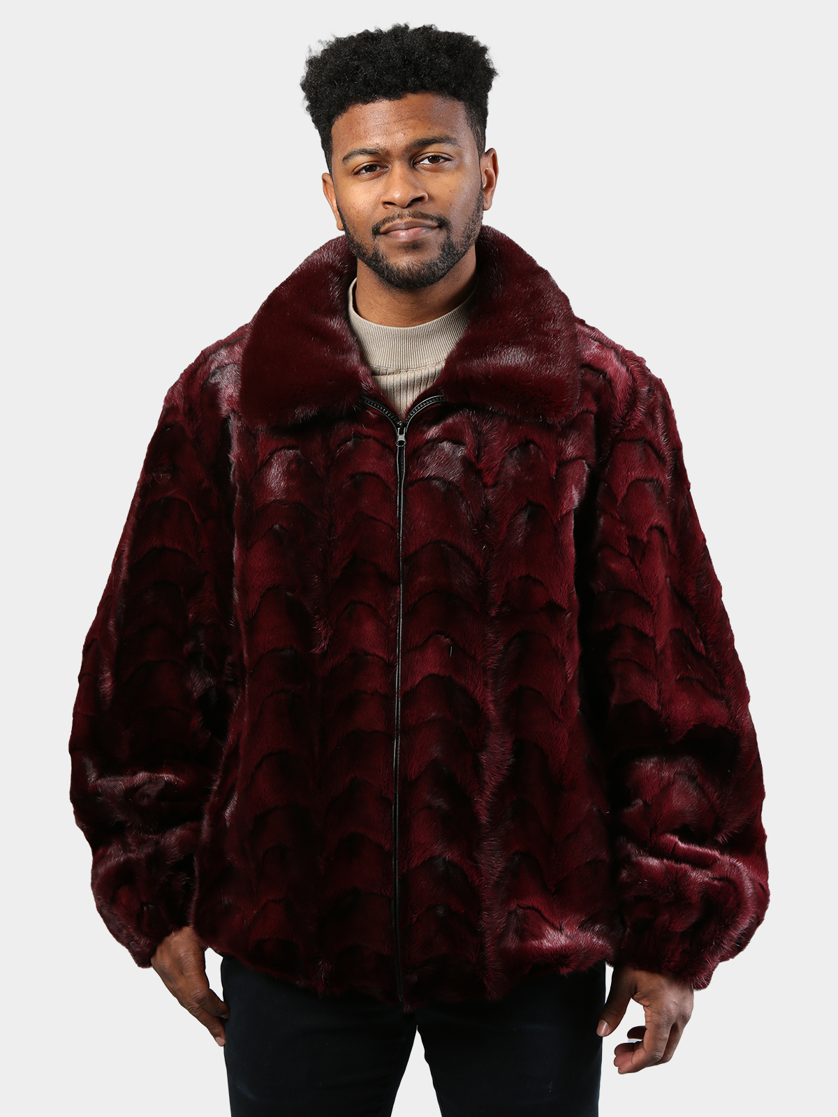 Man's Burgundy Mink Fur Jacket
