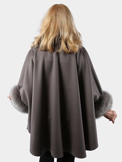 Woman's Taupe Cashmere and Fox Cape