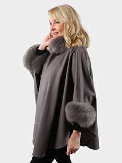 Woman's Taupe Cashmere and Fox Cape