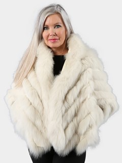 Women's Double Breasted Shadow Fox Fur Bomber Reversing to Champagne Metallic Fabric