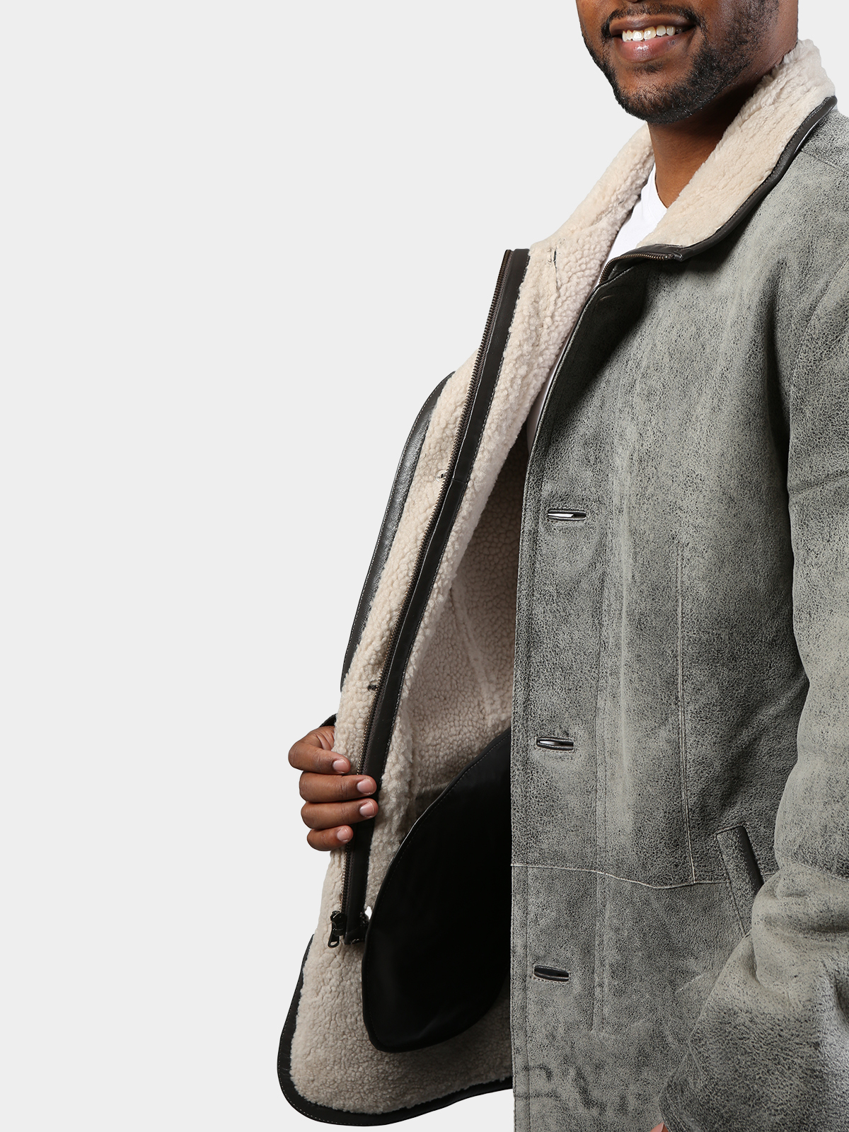 Man's Artic Marble Shearling Leather Jacket