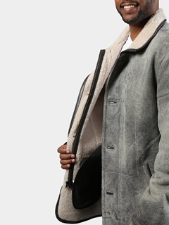 Man's Artic Marble Shearling Leather Jacket