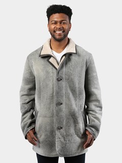 Man's Artic Marble Shearling Leather Jacket
