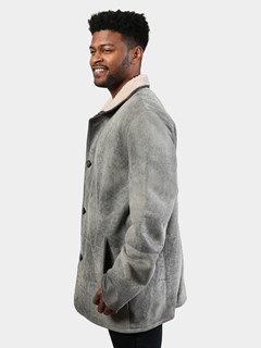 Man's Artic Marble Shearling Leather Jacket