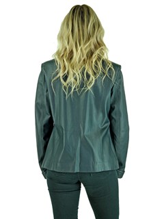 Woman's Navy Leather Jacket