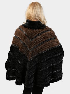 Woman's Black and Brown Knitted Mink Cape
