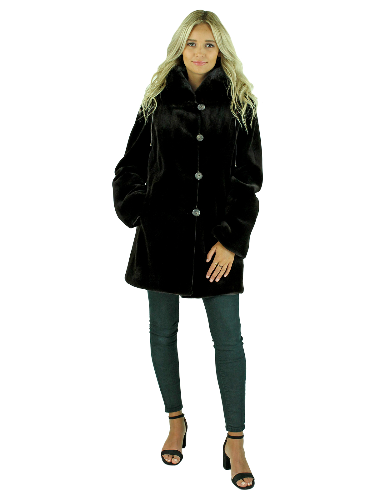 Woman's Gorski Brown Sheared Mink Fur Jacket