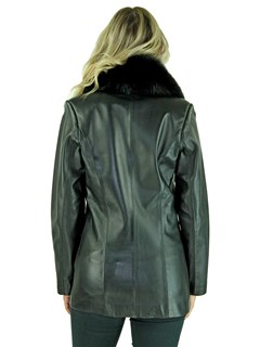 Woman's Petite Black Lambskin Leather Jacket