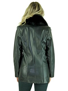 Woman's Petite Black Lambskin Leather Jacket
