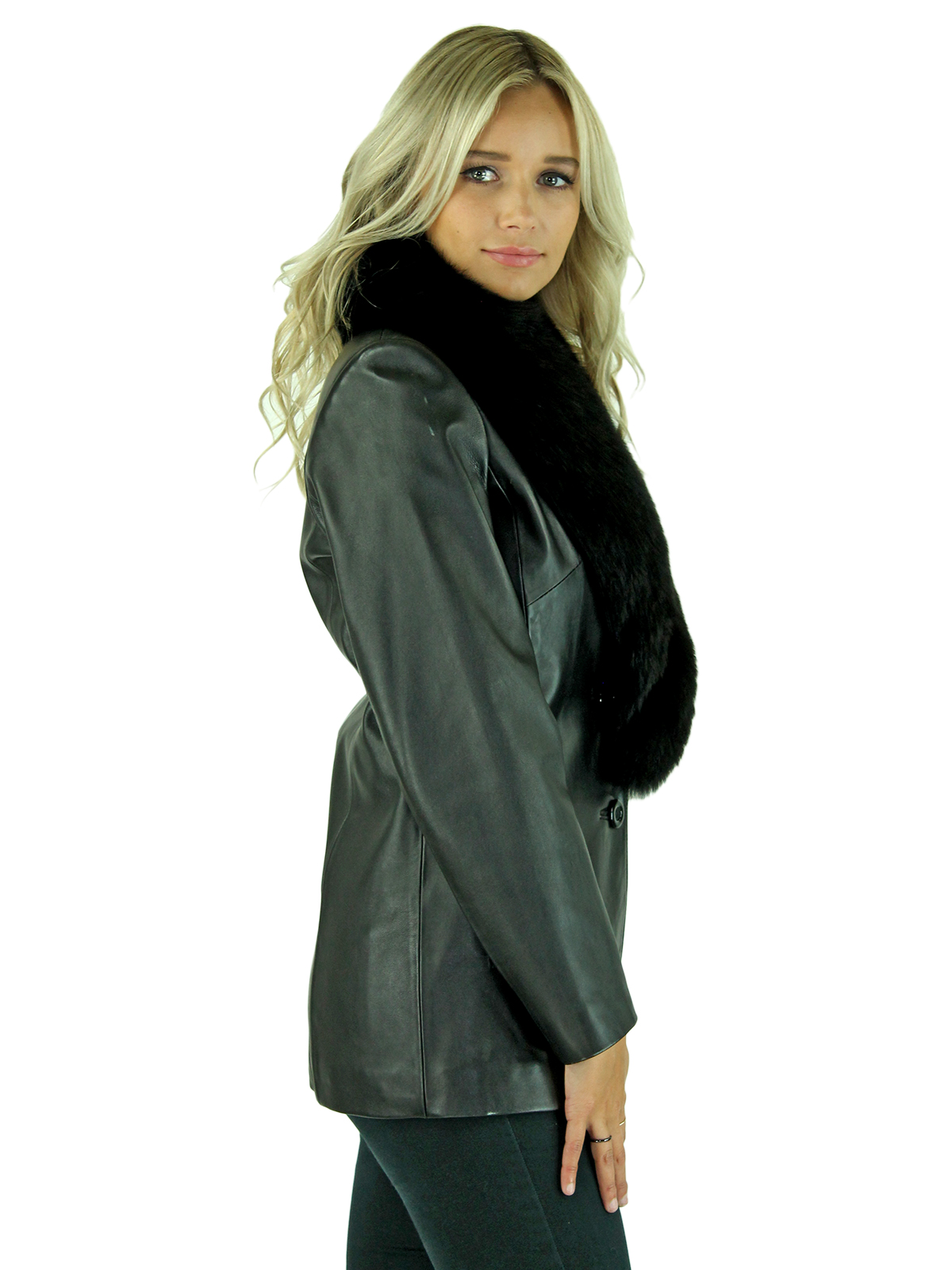 womens petite leather coat