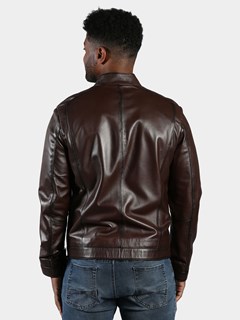 Man's Faded Rum Lambskin Leather Jacket