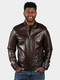 Man's Faded Rum Lambskin Leather Jacket