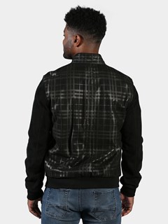 Man's Black Plaid Lambskin Leather Jacket