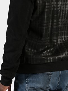 Man's Black Plaid Lambskin Leather Jacket