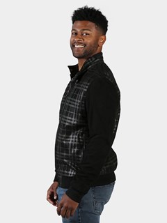 Man's Black Plaid Lambskin Leather Jacket