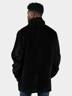Man's Black Suri Alpaca Wool 3/4 Coat